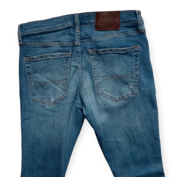 HOLLISTER MEN'S RIPPED LIGHT WASH BLUE  STRETCH SKINNY JEANS.SIZE W32 /L30 - Picture 12 of 15